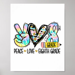 Poster Paz Amor Oitava Série Camiseta Divertida Estudante