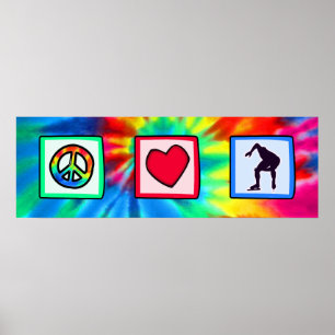 Póster Paz, amor, patinagem da velocidade