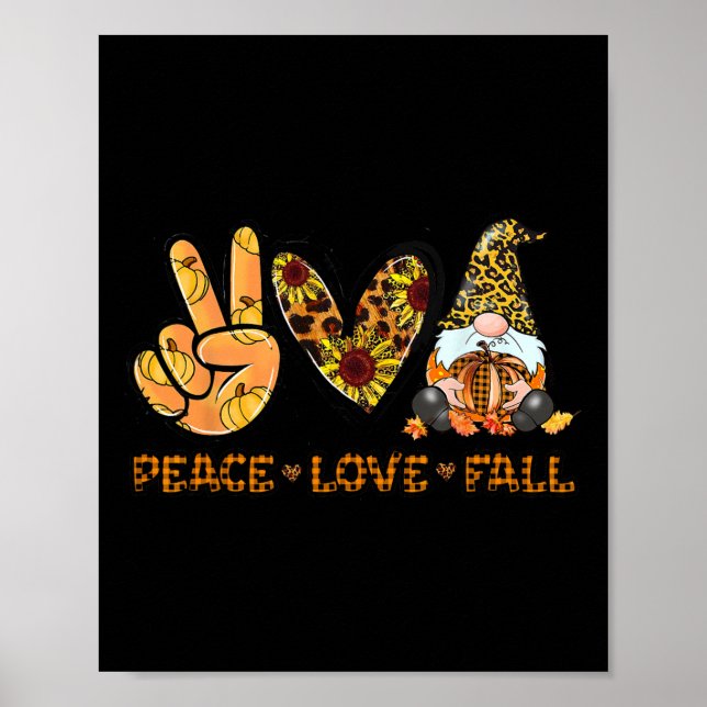 Poster Paz Amor Queda Gnomo Autumn Lover Pumpkins Ha (Frente)