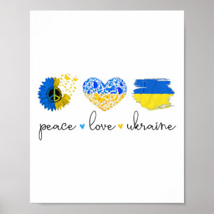 Poster Paz Amor Ucrânia Cores da Bandeira Ucraniana Ucrân