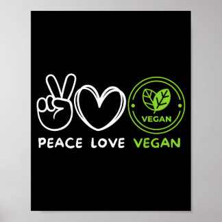 Poster Paz amor vegano retrô amante vegano comida vegana