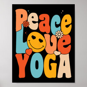 Poster Paz Amor Yoga Yoga Retrô Mães Yoga Avó