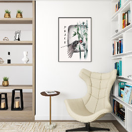 Poster Paz de Arte de Aquarela Asiática na Natureza Japon