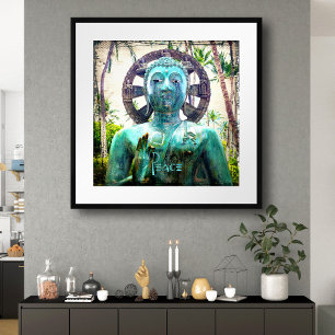 Póster Paz de Buda Azul Turquesa Azul no Havaí