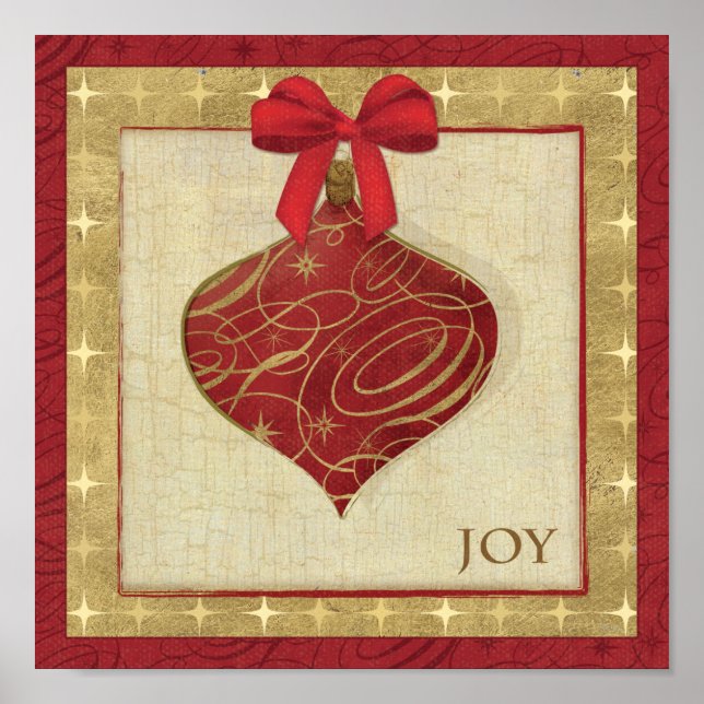 Póster Paz de Decoração do Natal Vermelho (Frente)