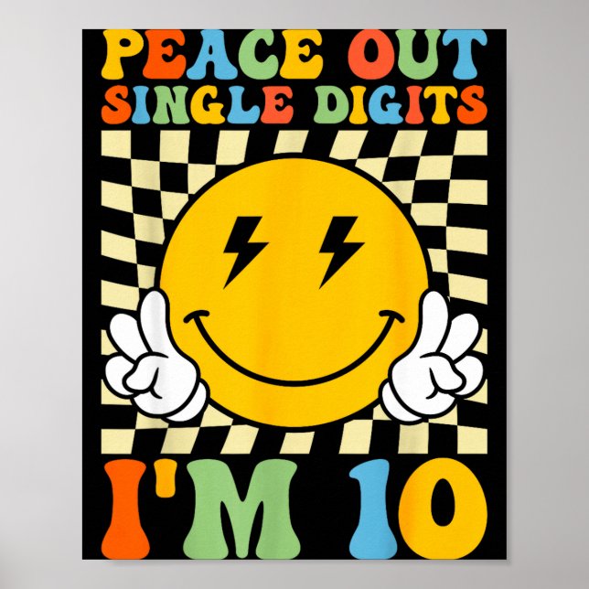 Poster Paz Dígitos Únicos Sou 10 Rosto Sorridente Anivers (Frente)