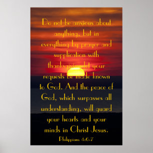 Poster Paz do 4:6 de Philipians do verso da bíblia do