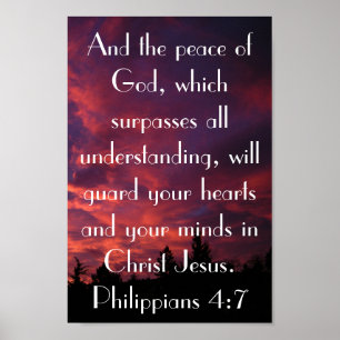 Poster Paz do 4:7 dos Philippians do verso da bíblia do