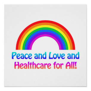 Póster Paz e Amor e Cuidados de Saúde para Todos