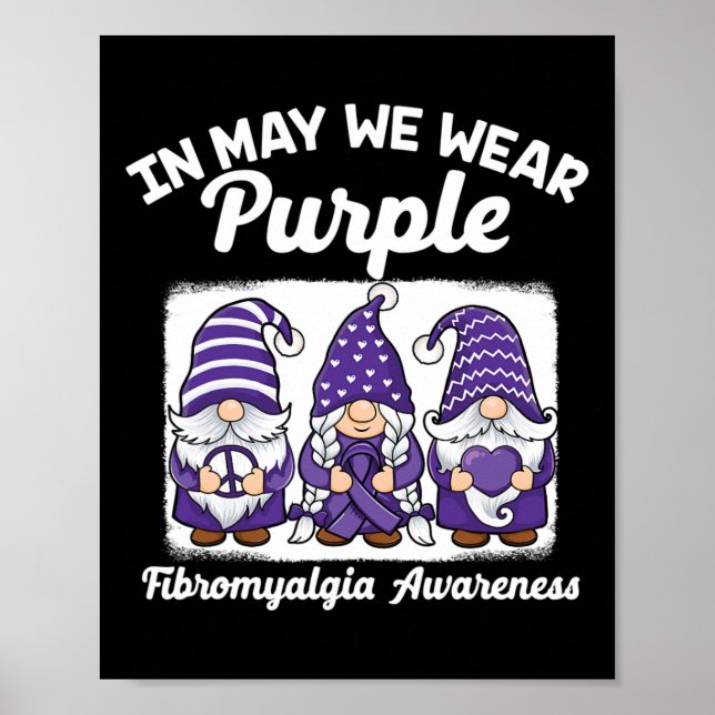 Poster Paz Esperança Amor Gnomos Roxo Fibromialgia (Frente)