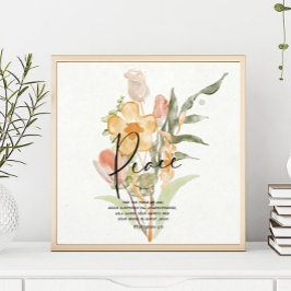 Poster Paz-Filipenses 4:6 floral laranja