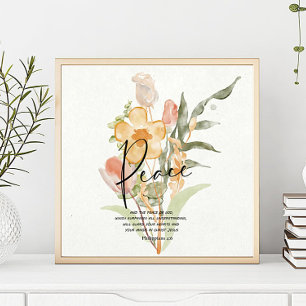 Poster Paz-Filipenses 4:6 floral laranja