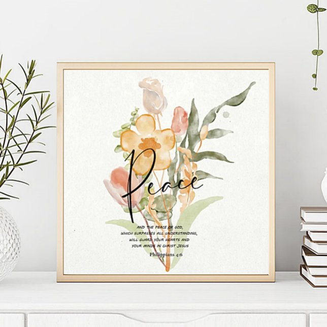 Poster Paz-Filipenses 4:6 floral laranja (Criador carregado)