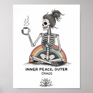 Poster Paz Interior Caos Exterior Esqueleto Café Hallowee