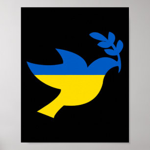 Poster Paz Na Ucrânia Pombo Para Mulheres Homens Bandeira