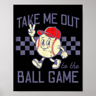 Poster Paz no Beisebol Leve-me Para o Jogo de Bola Retro 