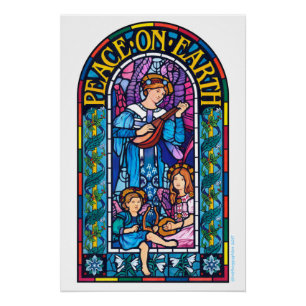 Póster Paz no poster do Natal do vitral da terra