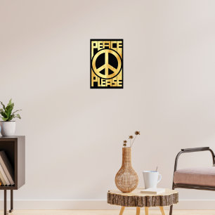Poster Paz Por Favor Letra Dourada Suave