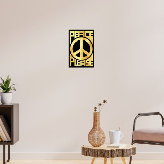 Poster Paz Por Favor Letra Dourada Suave