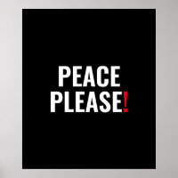 Paz, por favor, texto vermelho-branco preto contra