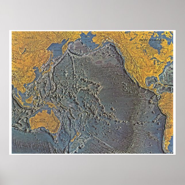 Poster "Pazifik: 1969/heute - Meeresboden Karte (Frente)