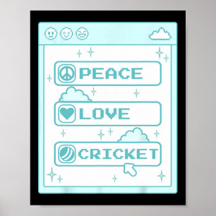 Poster Pc Computador Geek Nerd Paz Amor Amante de Críquet