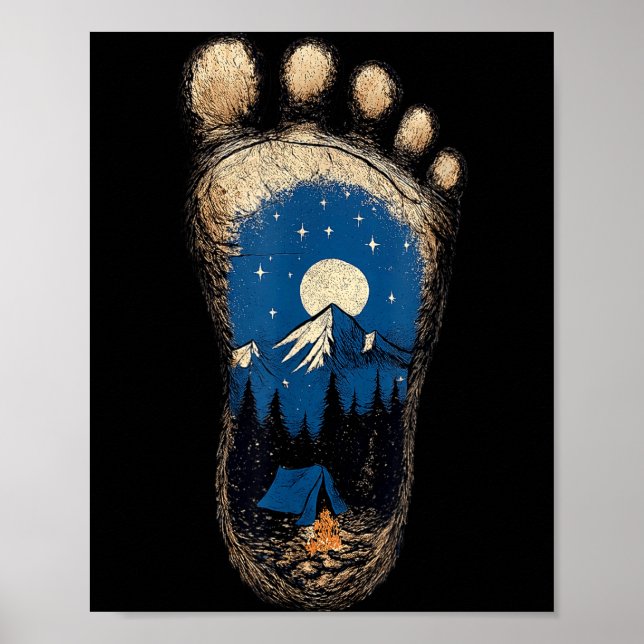 Poster Pé de pé grande camping montanha sasquatch (Frente)