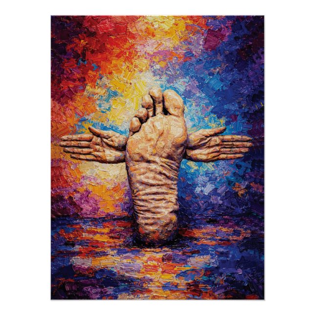 Póster Pé Expressivo com Braços Estendidos Vibrante (Frente)