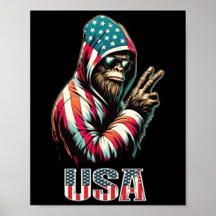 Poster Pé Grande 4 De Julho EUA Patriótico Sasquatch Adol