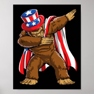 Poster Pé Grande 4 De Julho Sasquatch American Flag