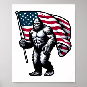 Poster Pé Grande 4 De Julho Sasquatch American Usa Flag P