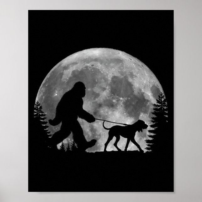 Poster Pé Grande Caminhando com um Cachorro Amantes de Co (Frente)