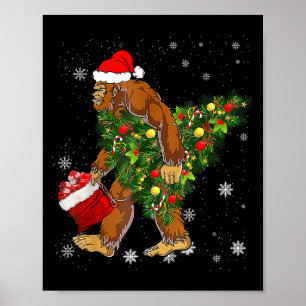 Poster Pé Grande Carregando Árvore de Natal Crença