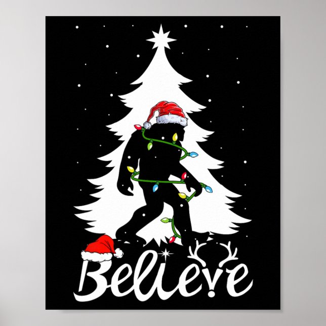 Poster Pé Grande Carregando Árvore de Natal Crença (Frente)