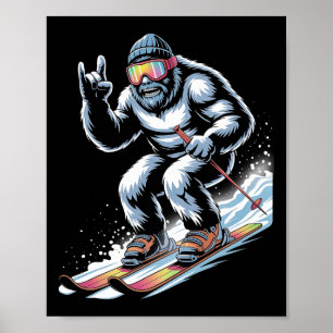 Poster Pé Grande Esquiando Divertido Esqui Esporte de Inv