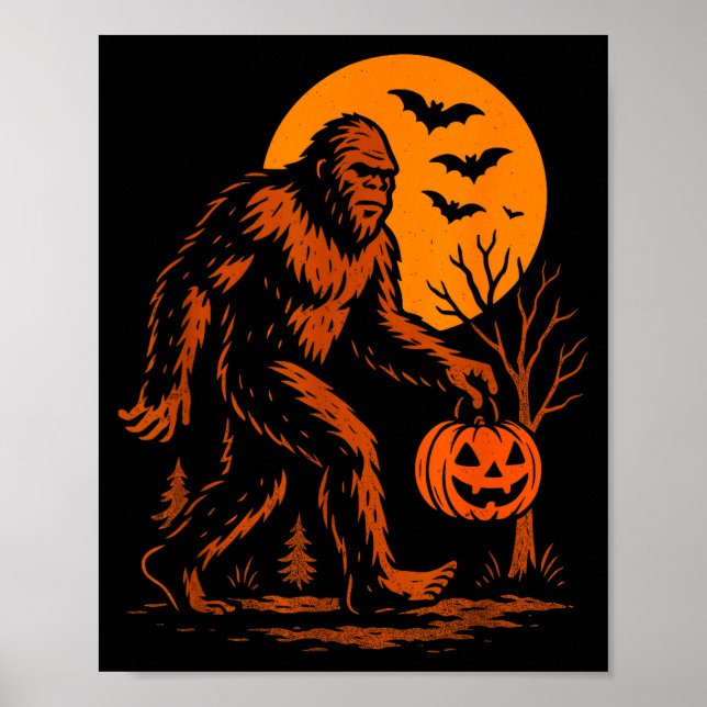 Poster Pé Grande Halloween Sasquatch Abóbora de Halloween (Frente)