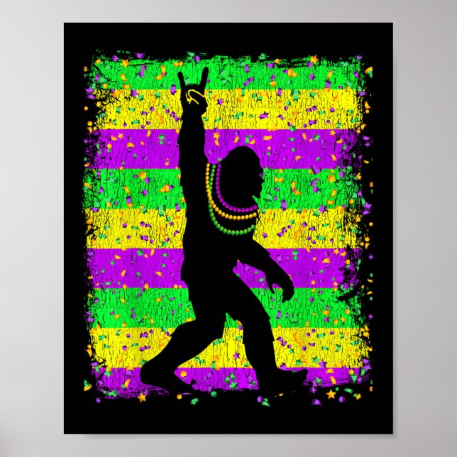 Poster Pé Grande Mardi Gras Sasquatch Homens Engraçados C (Frente)