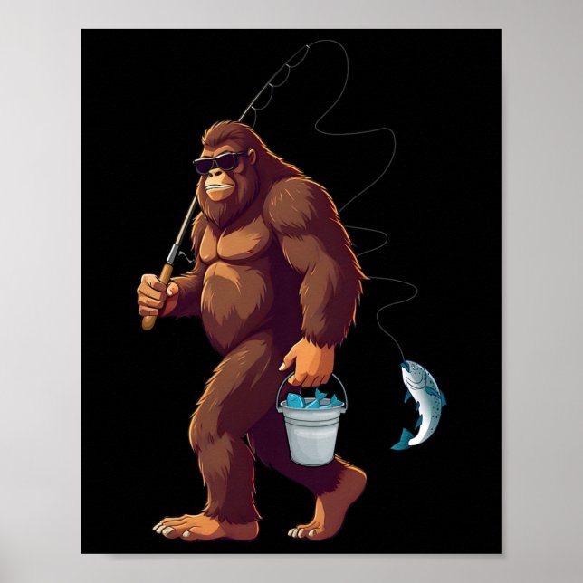Poster Pé Grande Pescado Retro Sasquatman Da (Frente)