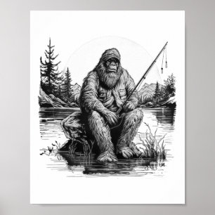 Poster Pé Grande Pescaria Pesca Divertida Sasquatch Peixe