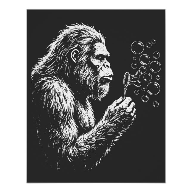 Póster Pé-grande soprando bolhas de sabão (Frente)