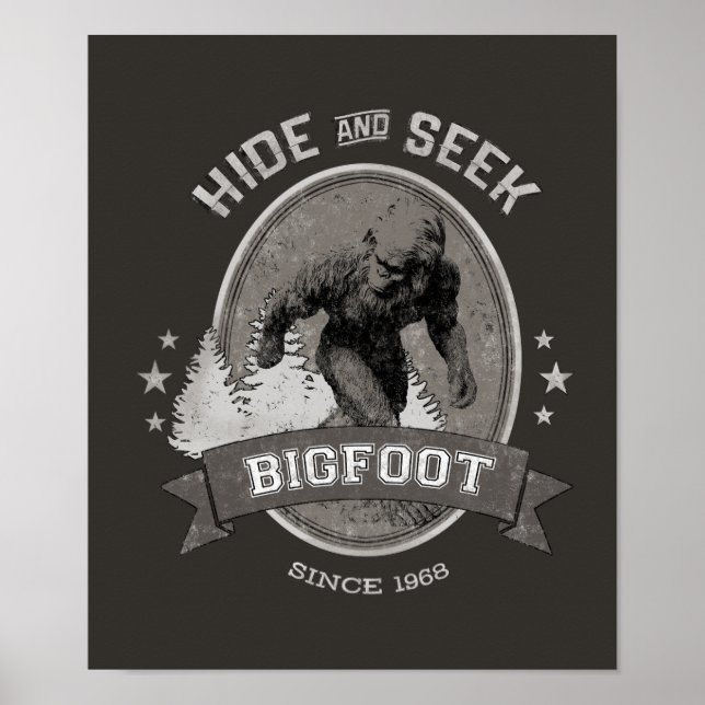 Poster Pé Grande Yeti. Sasquatch. Retro, Vintage. (Frente)