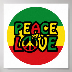 Poster PEACE and LOVE, reggae style