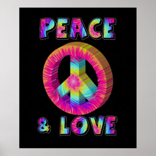 Poster Peace and Love with Tie Dye Peace Sign