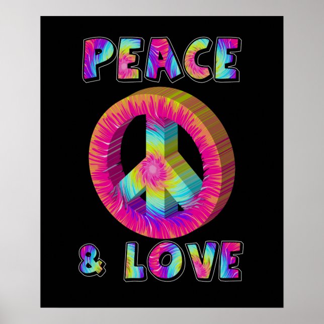 Poster Peace and Love with Tie Dye Peace Sign (Frente)