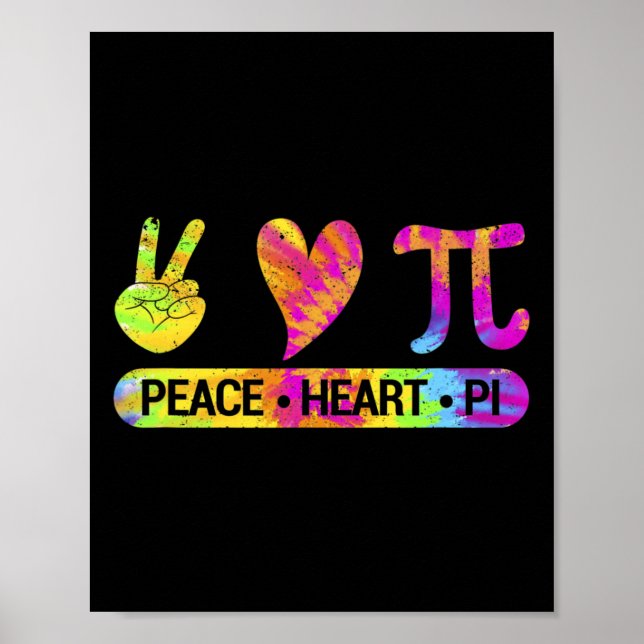 Poster Peace Heart Pi Day Tie Dye Mathematics Mat (Frente)