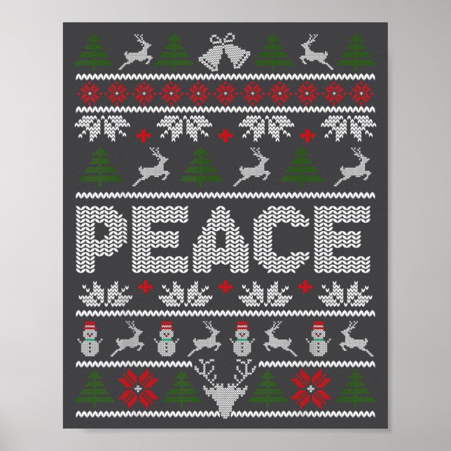 Poster Peace I Come In Peace Couple Matching Ugly Christm (Frente)