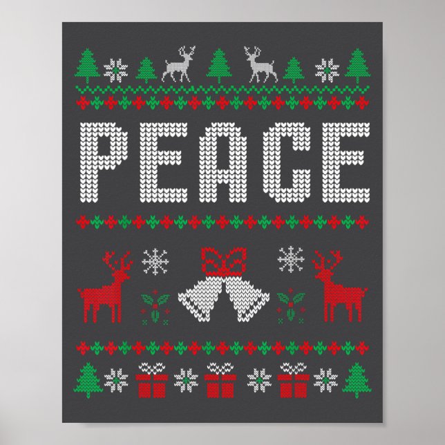 Poster Peace I Come In Peace Couple Matching Ugly Christm (Frente)