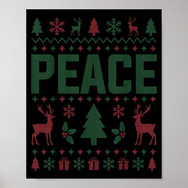 Poster Peace I Come In Peace Couple Matching Ugly Christm (Frente)