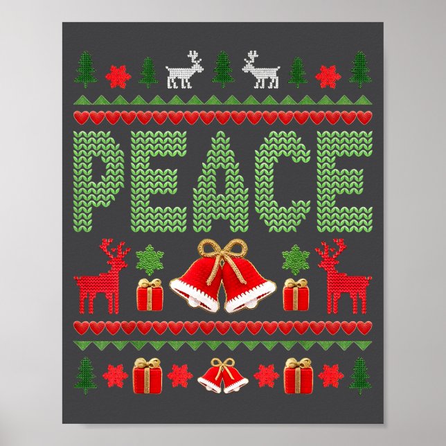 Poster Peace I Come In Peace Couple Matching Ugly Christm (Frente)