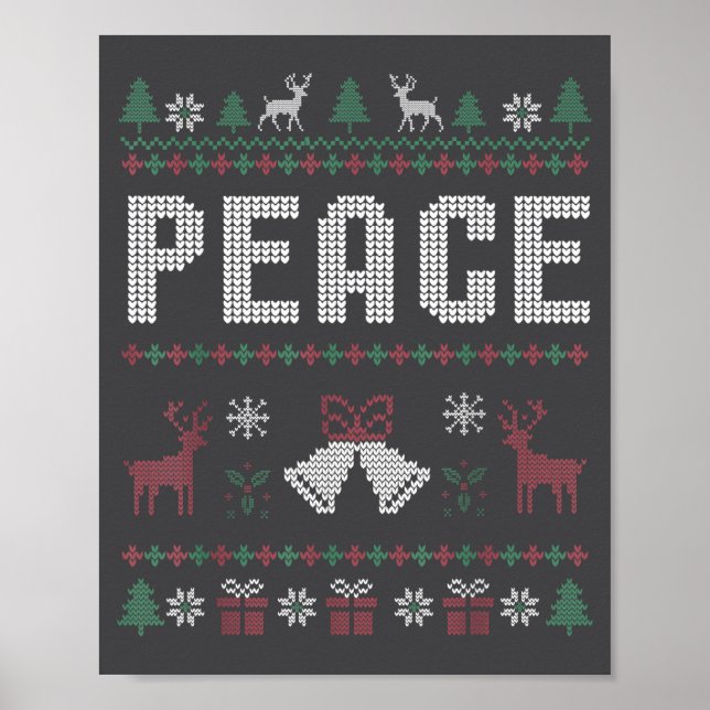 Poster Peace I Come In Peace Couple Matching Ugly Christm (Frente)
